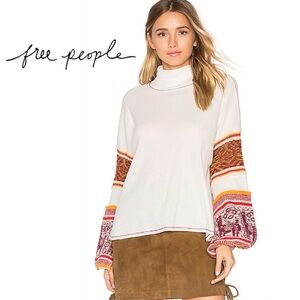 Free People Northern Lights Women's Boho Bishop Sleeves Top Oversized Size Small